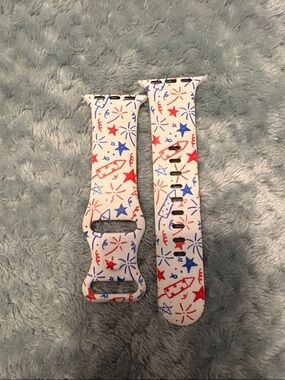 Patriotic Fireworks Silicone Watch Band - Red & Blue Stars